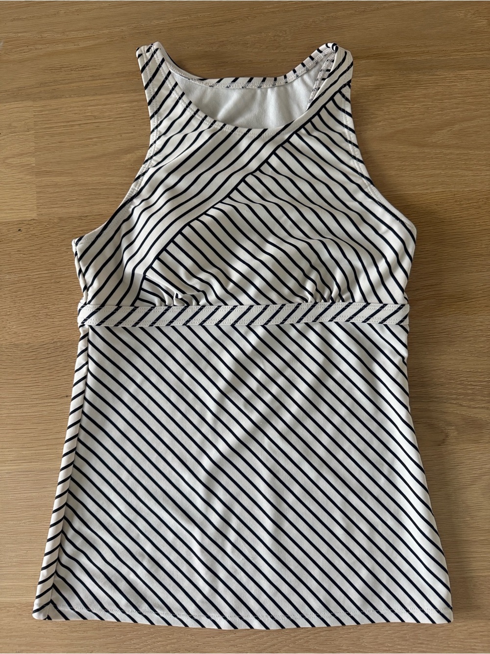 Athleta Black and White Striped Racerback Tank